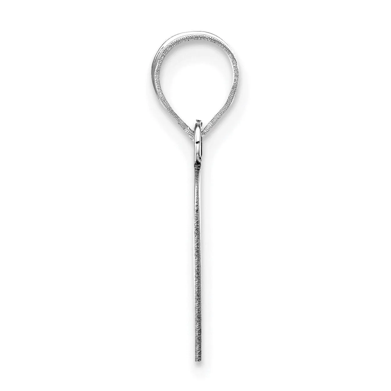 14k White Gold Script Design Letter O Initial Pendant