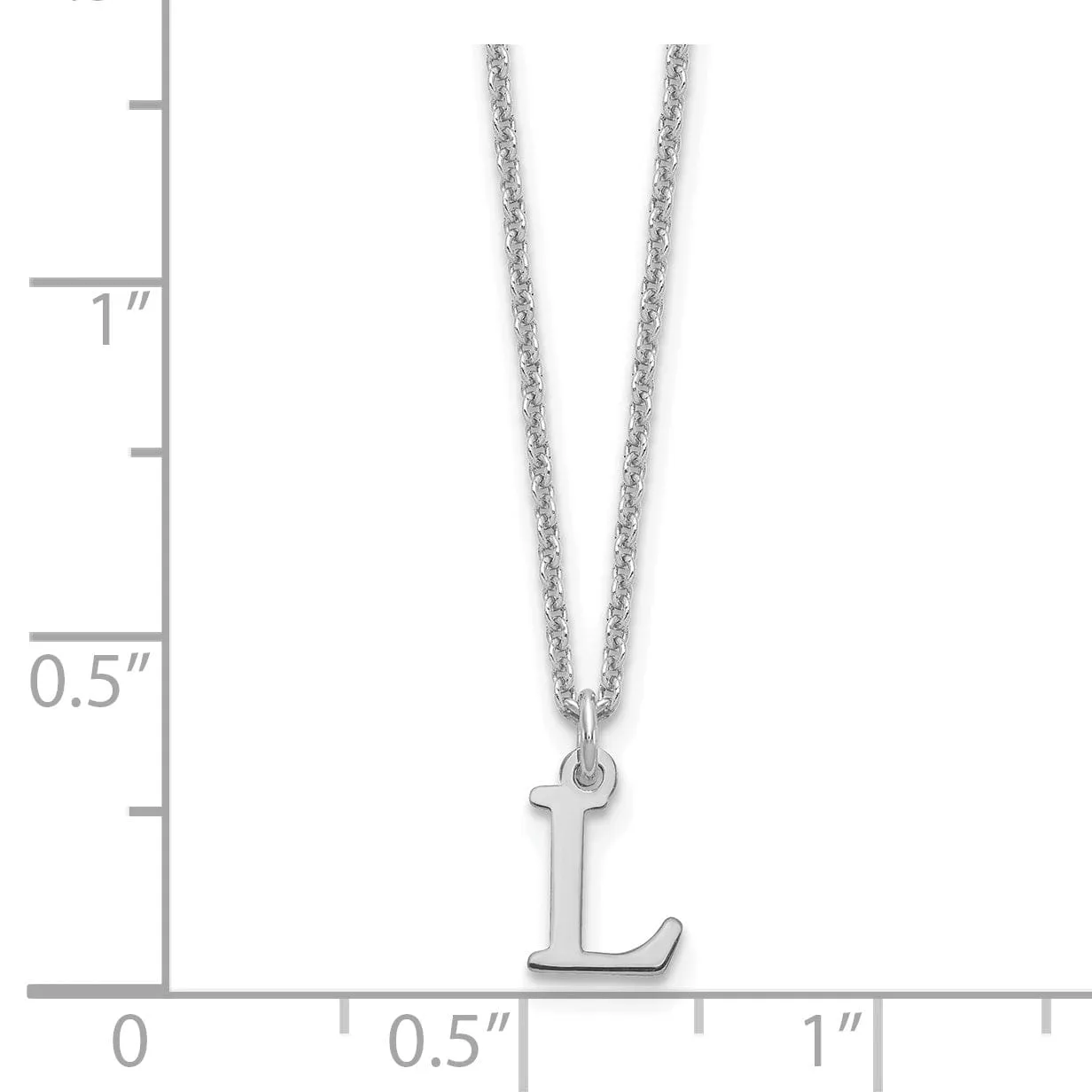 14k White Gold Tiny Cut Out Block Letter L Initial Pendant and Necklace