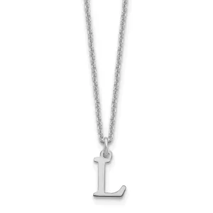 14k White Gold Tiny Cut Out Block Letter L Initial Pendant and Necklace