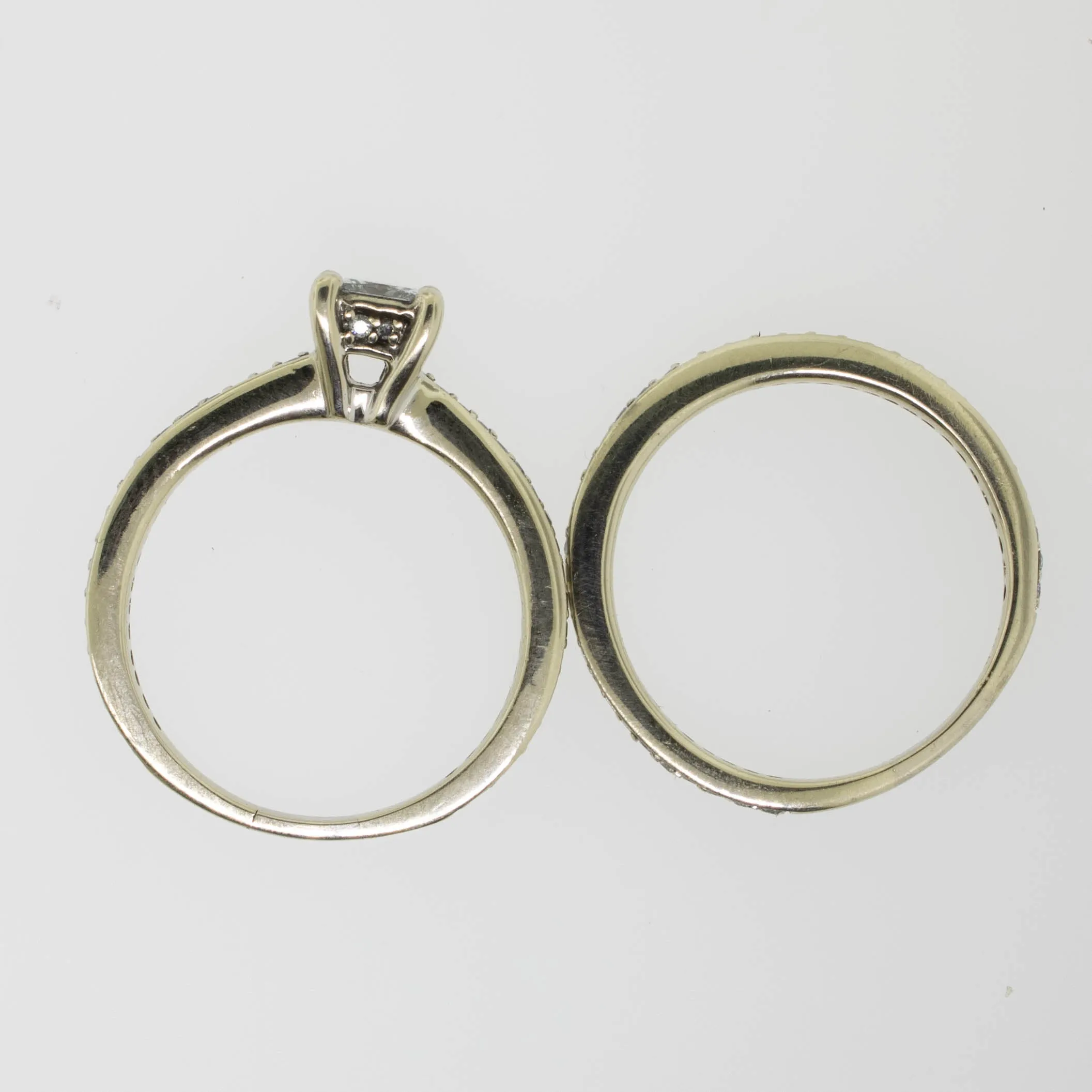 14K White Gold Wedding Set (Engagement and Band) Diamond Size 7 Preowned