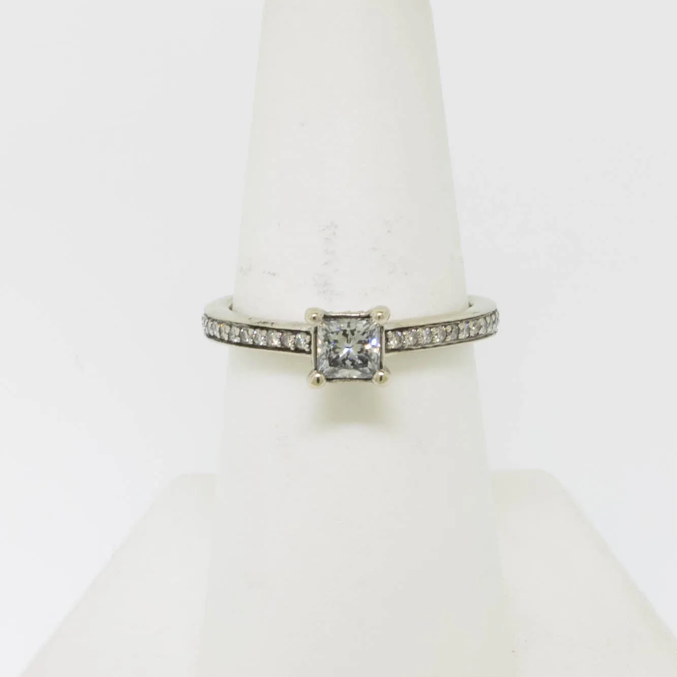 14K White Gold Wedding Set (Engagement and Band) Diamond Size 7 Preowned