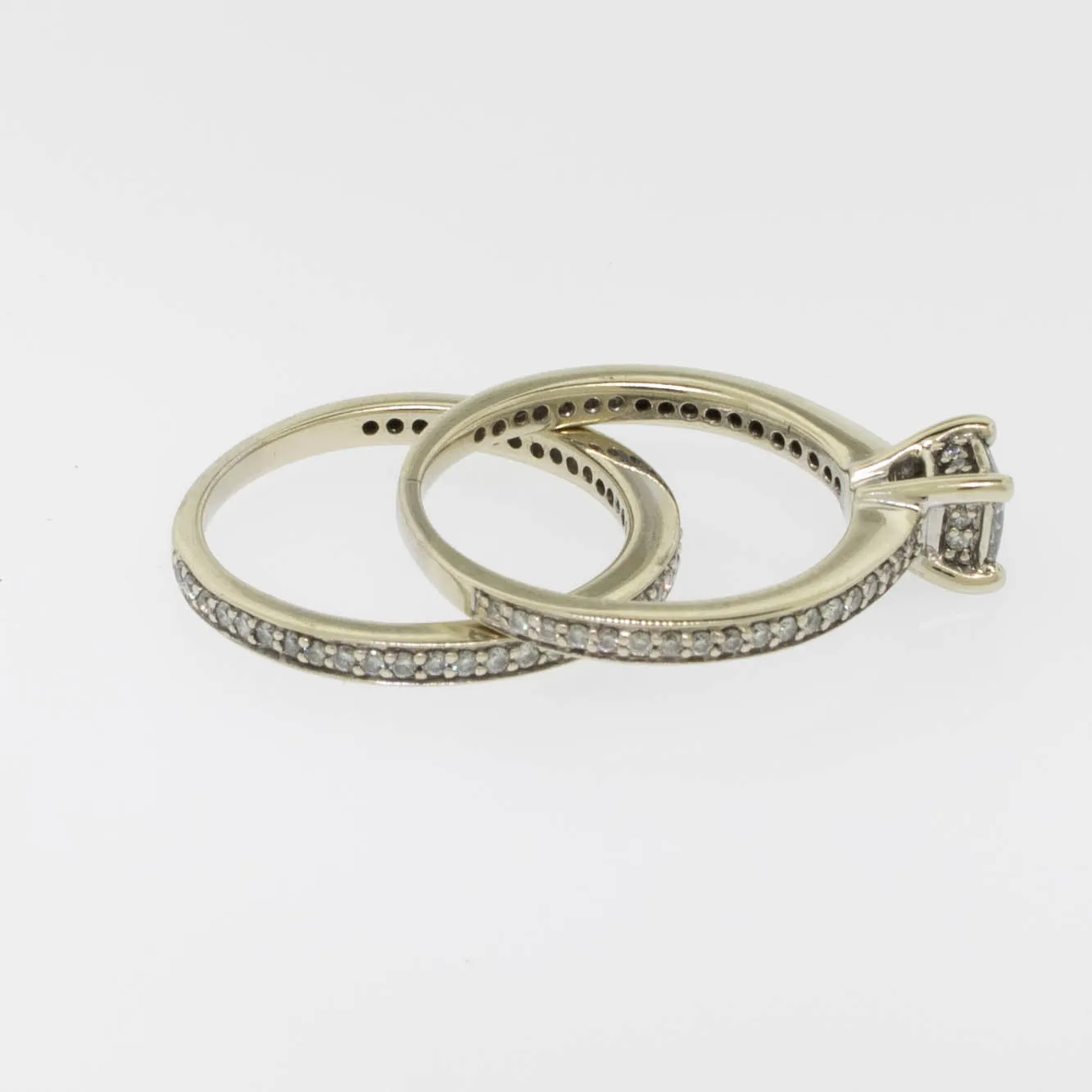 14K White Gold Wedding Set (Engagement and Band) Diamond Size 7 Preowned