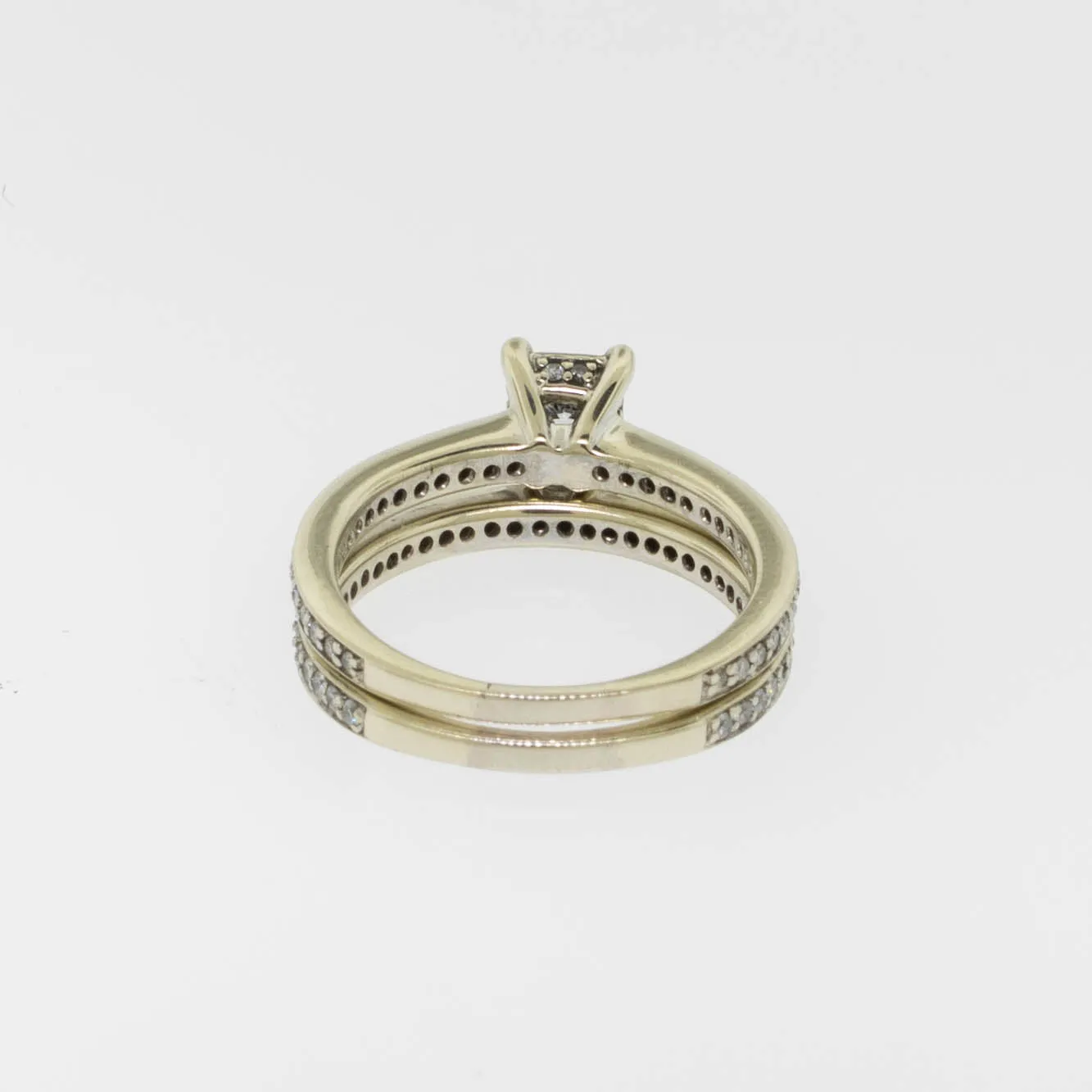 14K White Gold Wedding Set (Engagement and Band) Diamond Size 7 Preowned