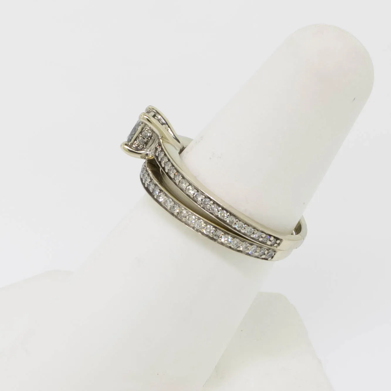 14K White Gold Wedding Set (Engagement and Band) Diamond Size 7 Preowned