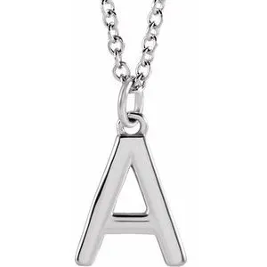 14K White Initial A Dangle 16" Necklace