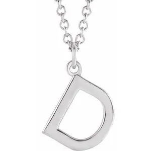 14K White Initial D Dangle 18" Necklace