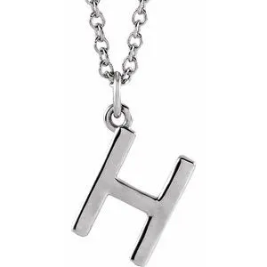 14K White Initial H Dangle 16" Necklace