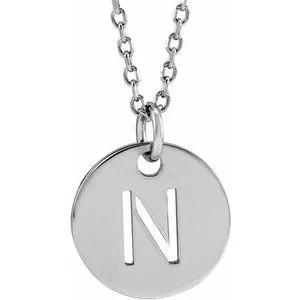 14K White Initial N 16-18" Necklace