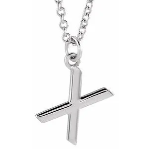 14K White Initial X Dangle 18" Necklace