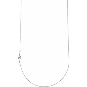 14K White Lightning Bolt 16" Necklace