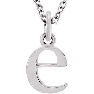 14K White Lowercase Initial e 16" Necklace