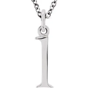 14K White Lowercase Initial l 16" Necklace