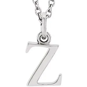 14K White Lowercase Initial z 16" Necklace