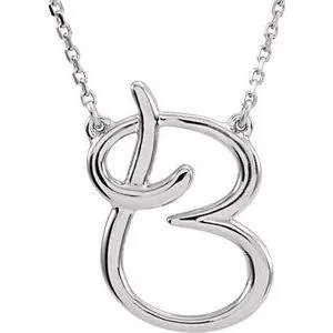 14K White Script Initial B 16" Necklace