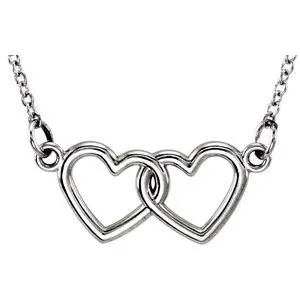 14K White Tiny Posh® Double Heart 16-18" Necklace