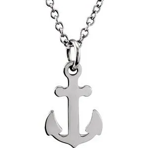 14K White Tiny Posh® Petite Anchor 16-18" Necklace
