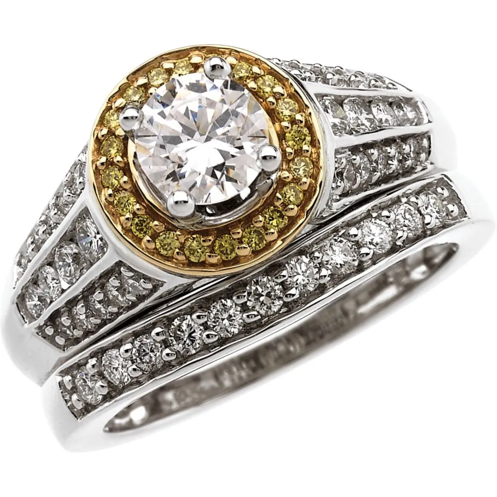 14k White/Yellow Gold Diamond Band, Size 7
