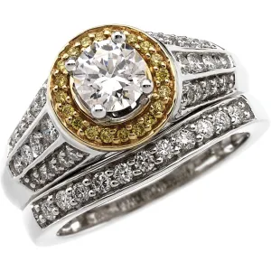 14k White/Yellow Gold Diamond Band, Size 7