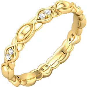 14K Yellow 1/8 CTW Diamond Sculptural-Inspired Eternity Band Size 6.5