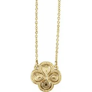 14K Yellow 18" Clover Necklace