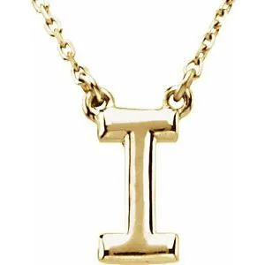 14K Yellow Block Initial I 16" Necklace