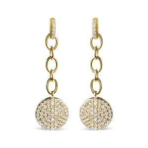 14K Yellow Gold 1.0 Cttw Diamond Chain Cluster Dangle Chain Earrings (I-J Color, I1-I2 Clarity)