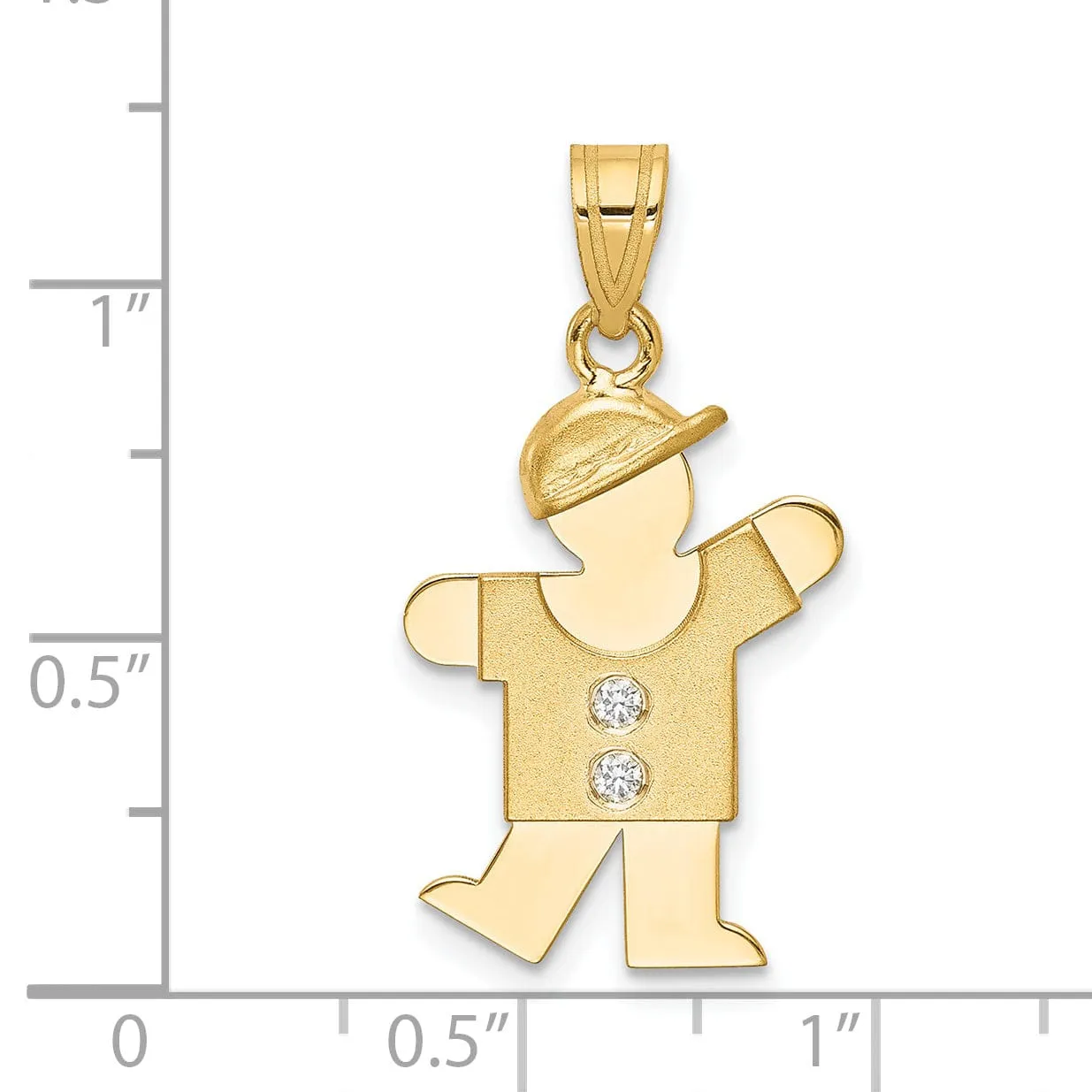 14k Yellow Gold Diamond Boy With Hat Kiss Pendant