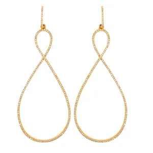 14K Yellow Gold Diamond Infinity Dangle Earrings