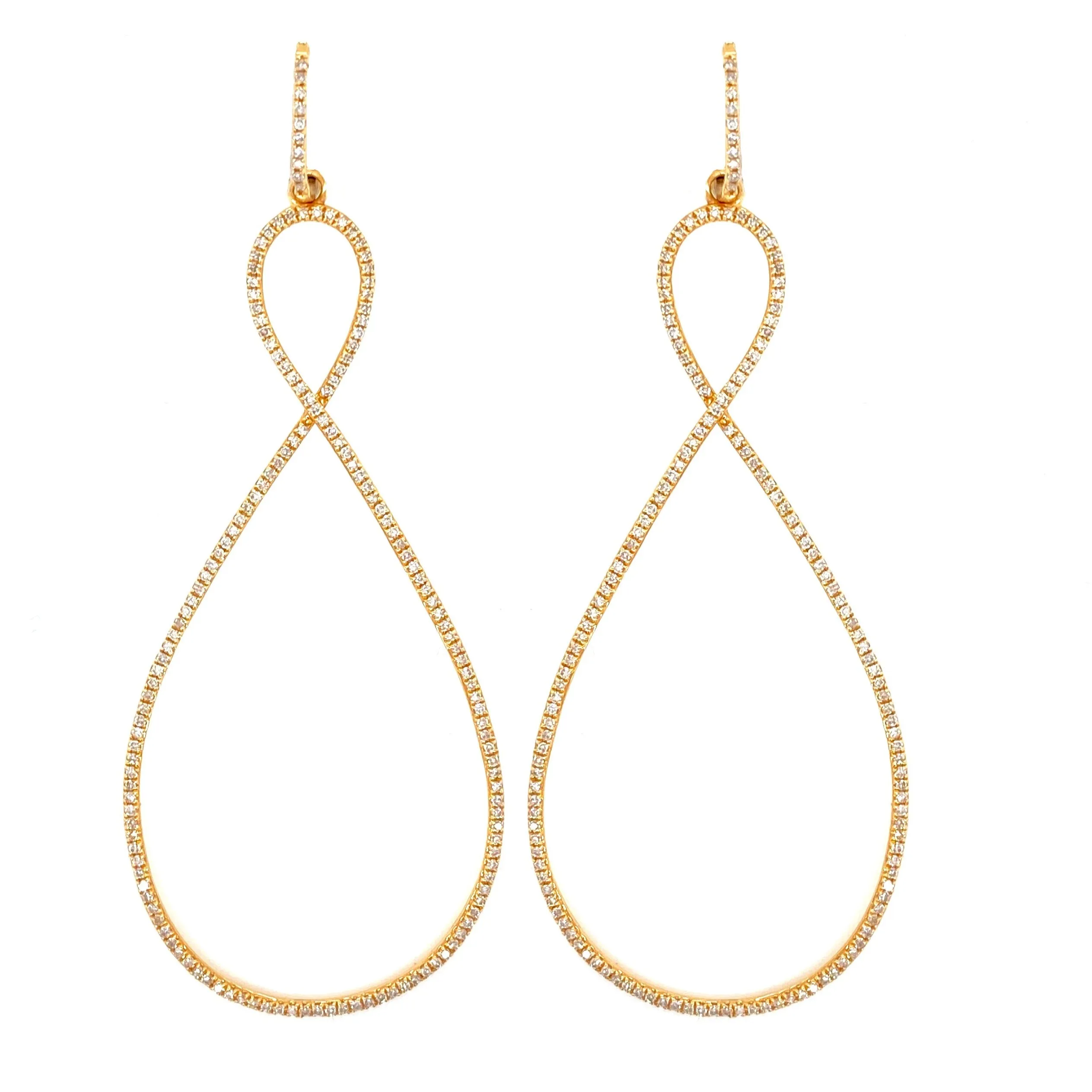 14K Yellow Gold Diamond Infinity Dangle Earrings