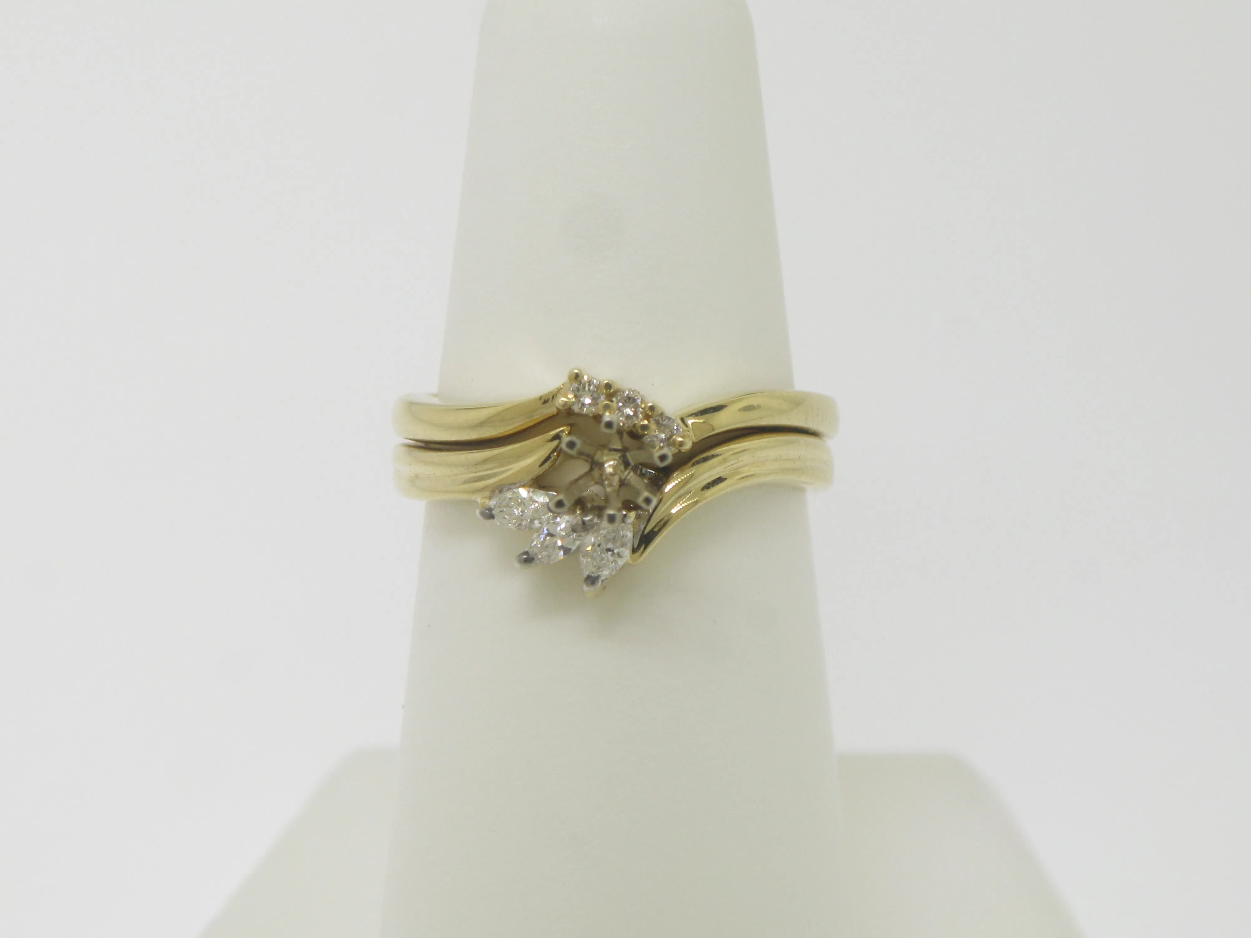 14K Yellow Gold Diamond Wedding Band and Engagement Ring