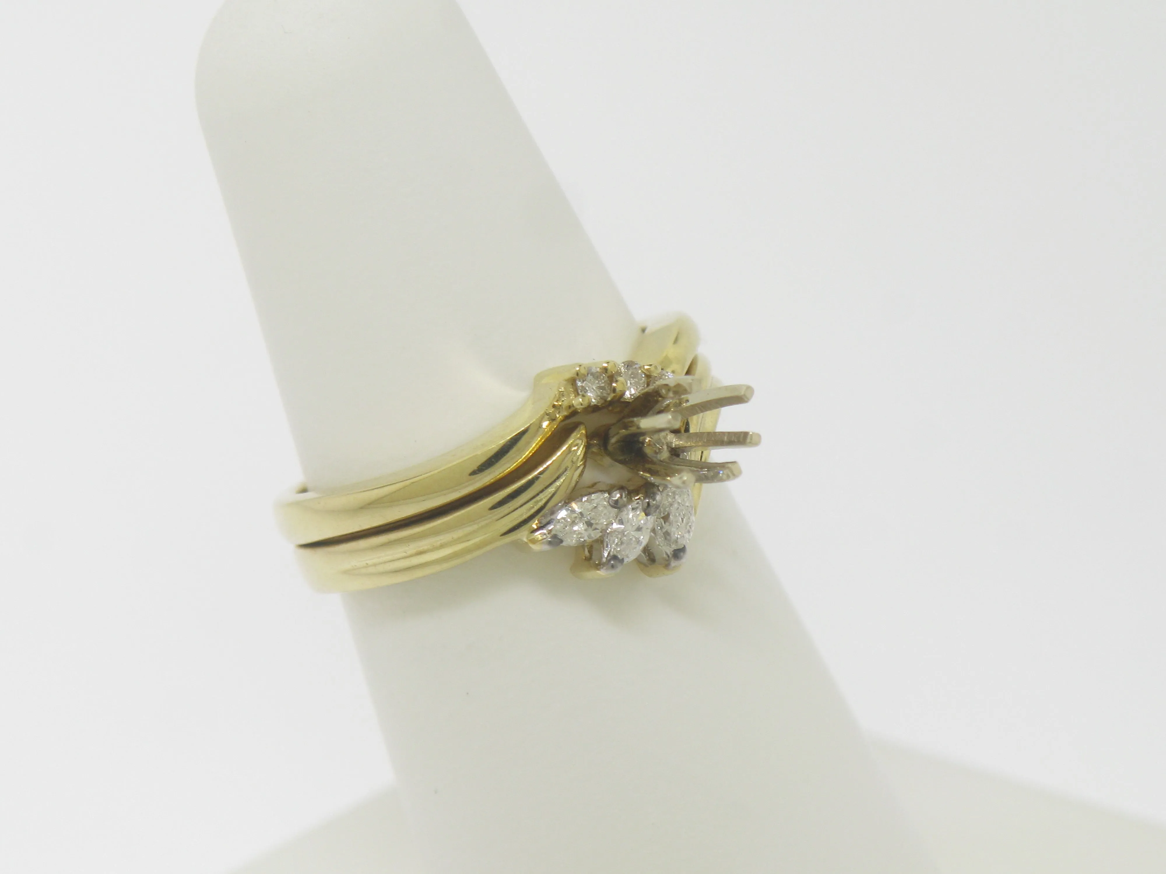 14K Yellow Gold Diamond Wedding Band and Engagement Ring