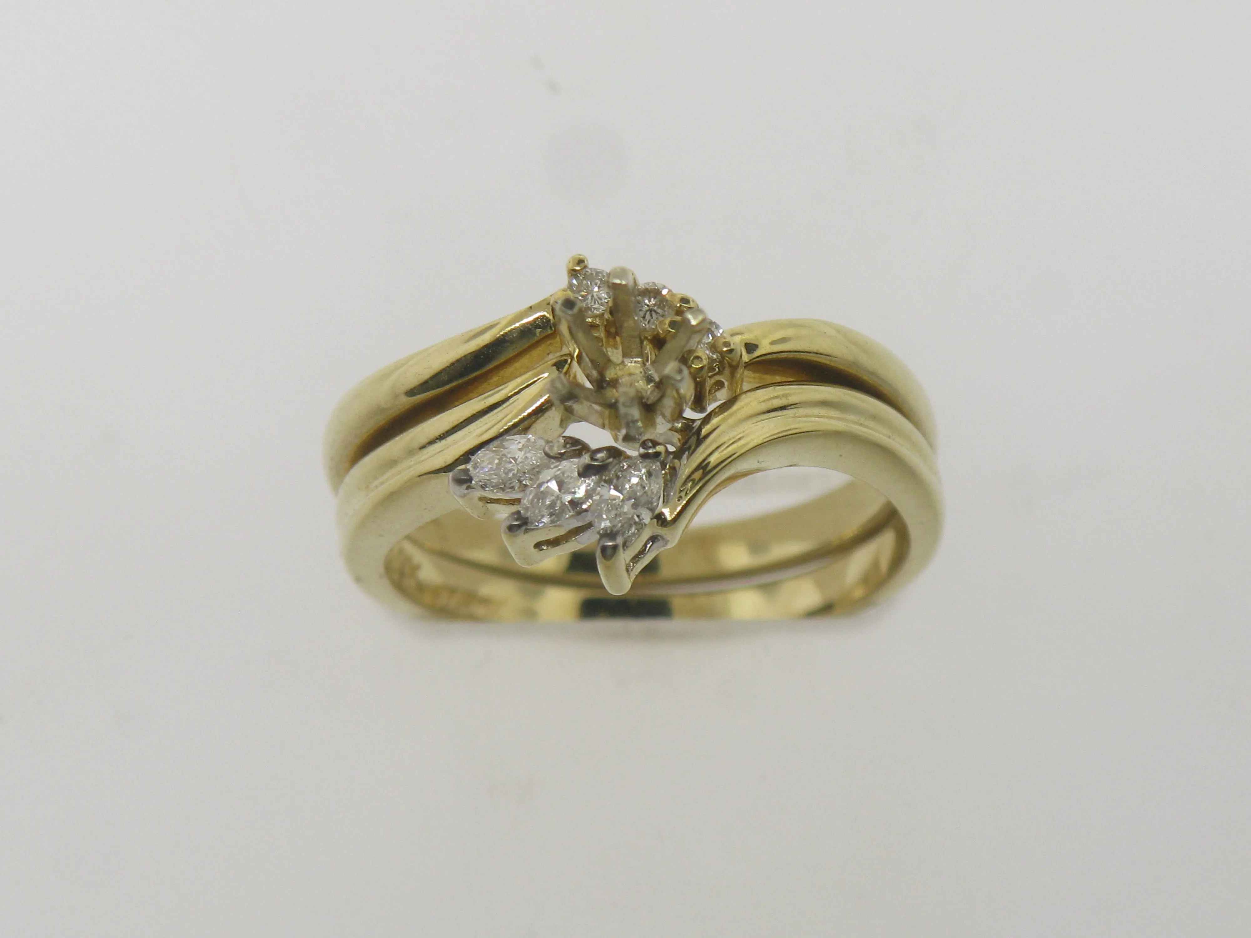 14K Yellow Gold Diamond Wedding Band and Engagement Ring