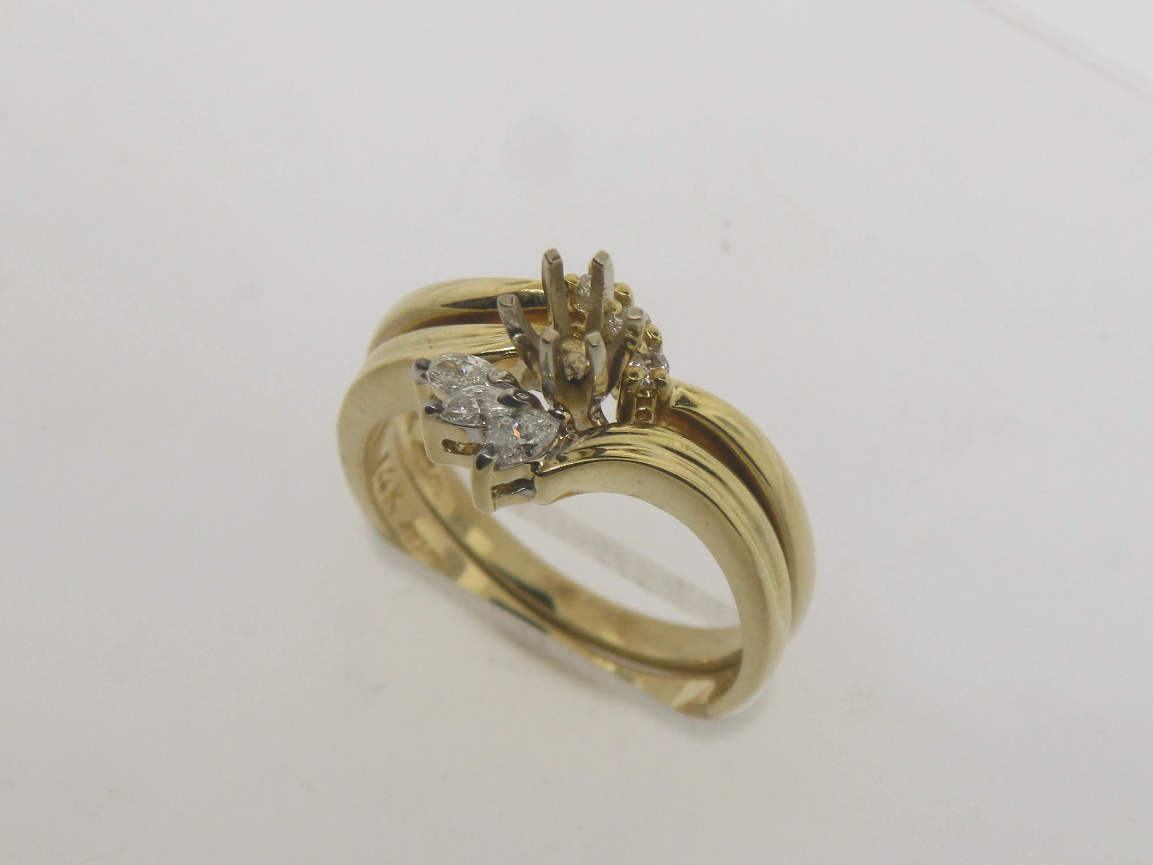 14K Yellow Gold Diamond Wedding Band and Engagement Ring