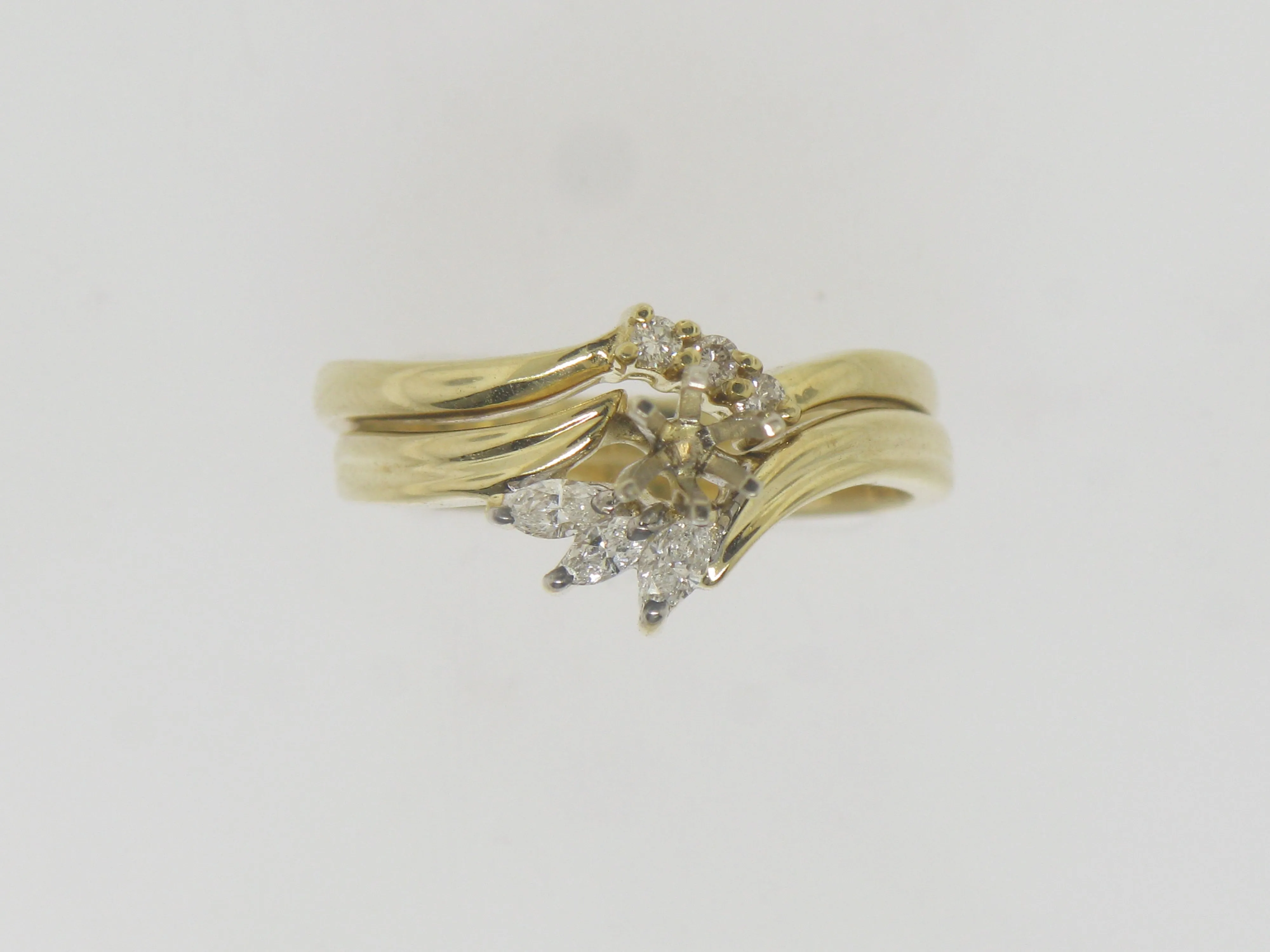 14K Yellow Gold Diamond Wedding Band and Engagement Ring