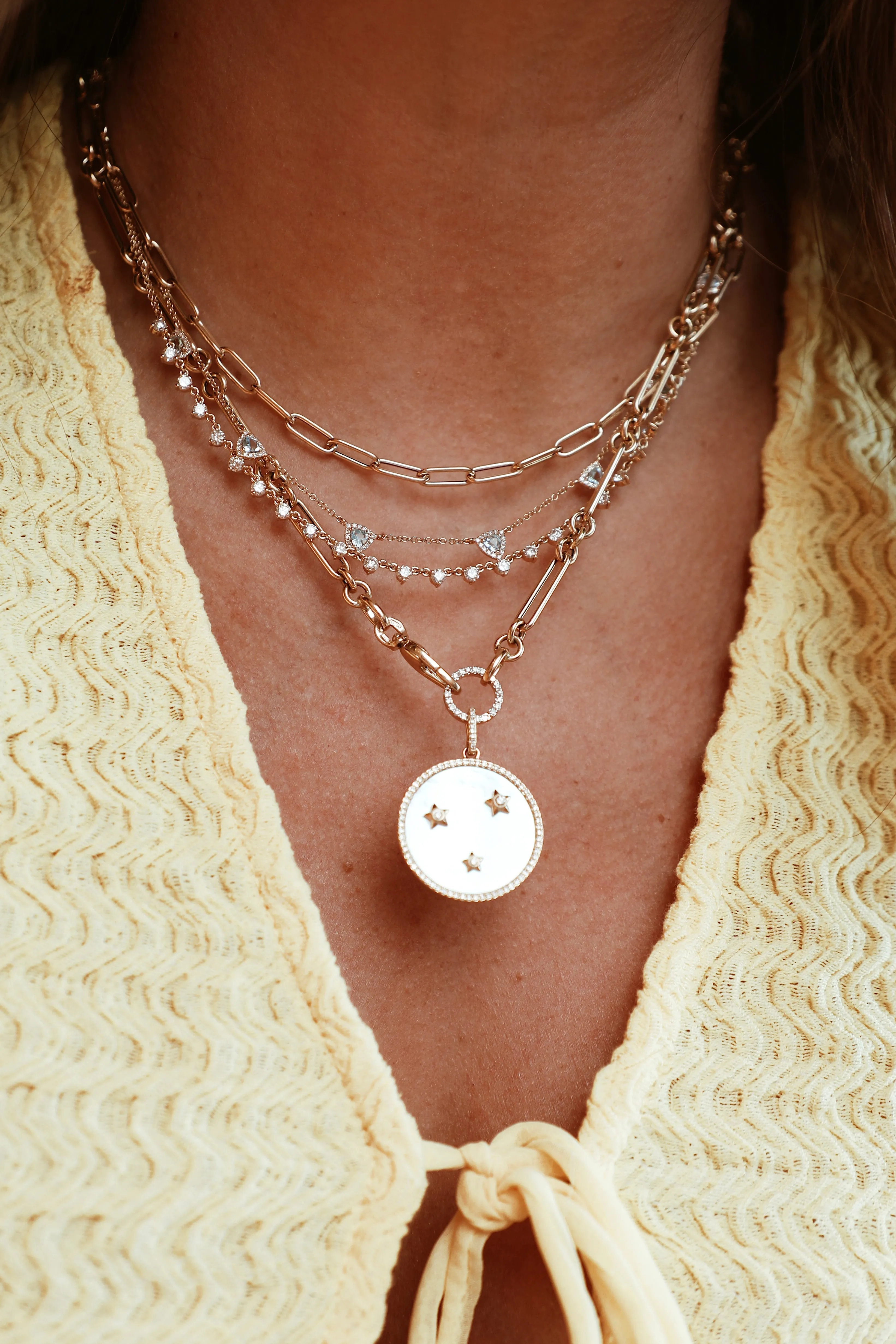 14k Yellow Gold Mini Rounded Paper Clip Chain Necklace