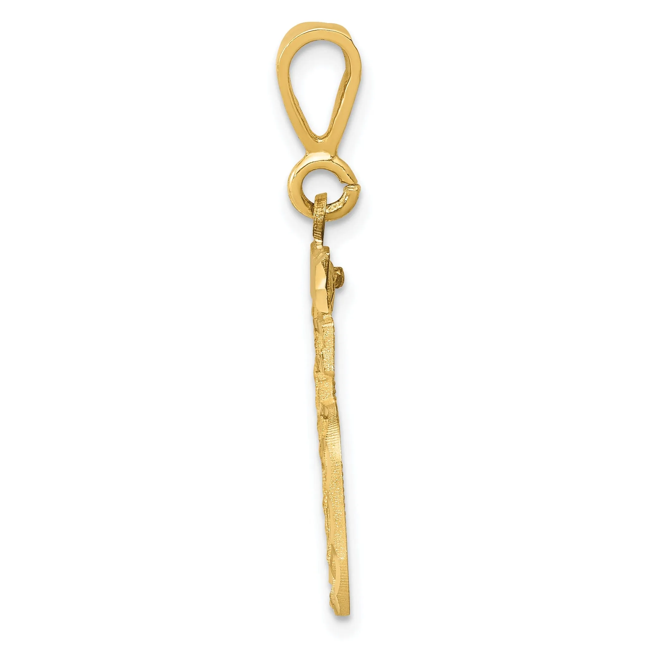 14K Yellow Gold Polished Diamond Cut Finish Medium Size Number 85 Charm Pendant