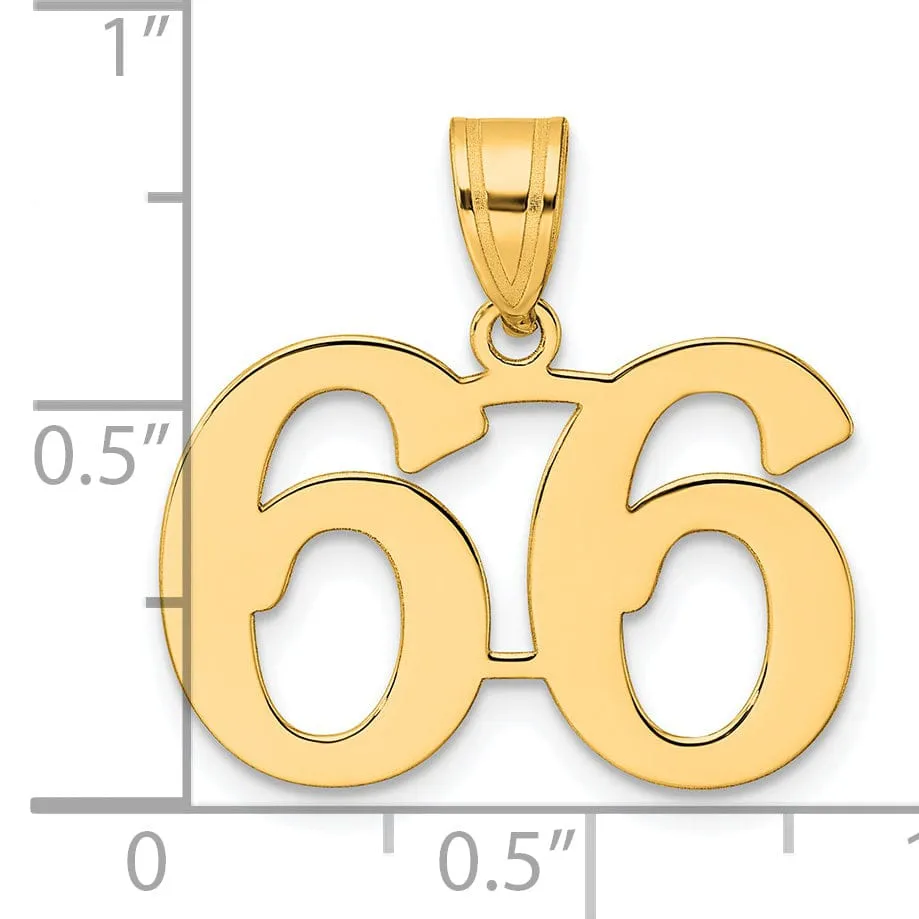 14k Yellow Gold Polished Finish Number 66 Charm Pendant