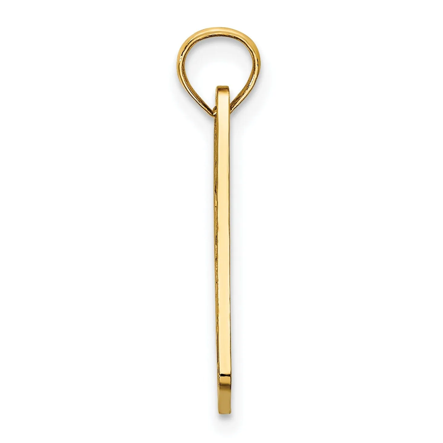 14K Yellow Gold Polished Textured Finish AVALON License Plate Charm Pendant