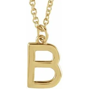 14K Yellow Initial B Dangle 16" Necklace