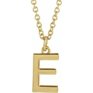 14K Yellow Initial E Dangle 18" Necklace