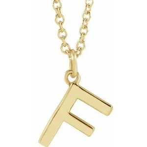 14K Yellow Initial F Dangle 16" Necklace