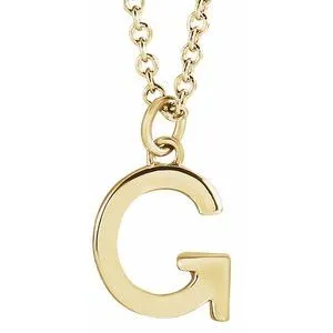 14K Yellow Initial G Dangle 16" Necklace