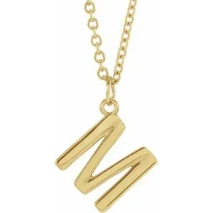 14K Yellow Initial M Dangle 16" Necklace