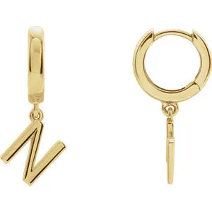 14K Yellow Initial N Earring