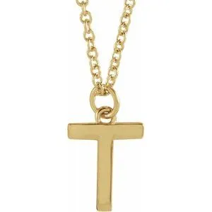 14K Yellow Initial T Dangle 18" Necklace