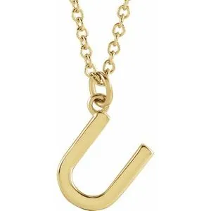 14K Yellow Initial U Dangle 18" Necklace