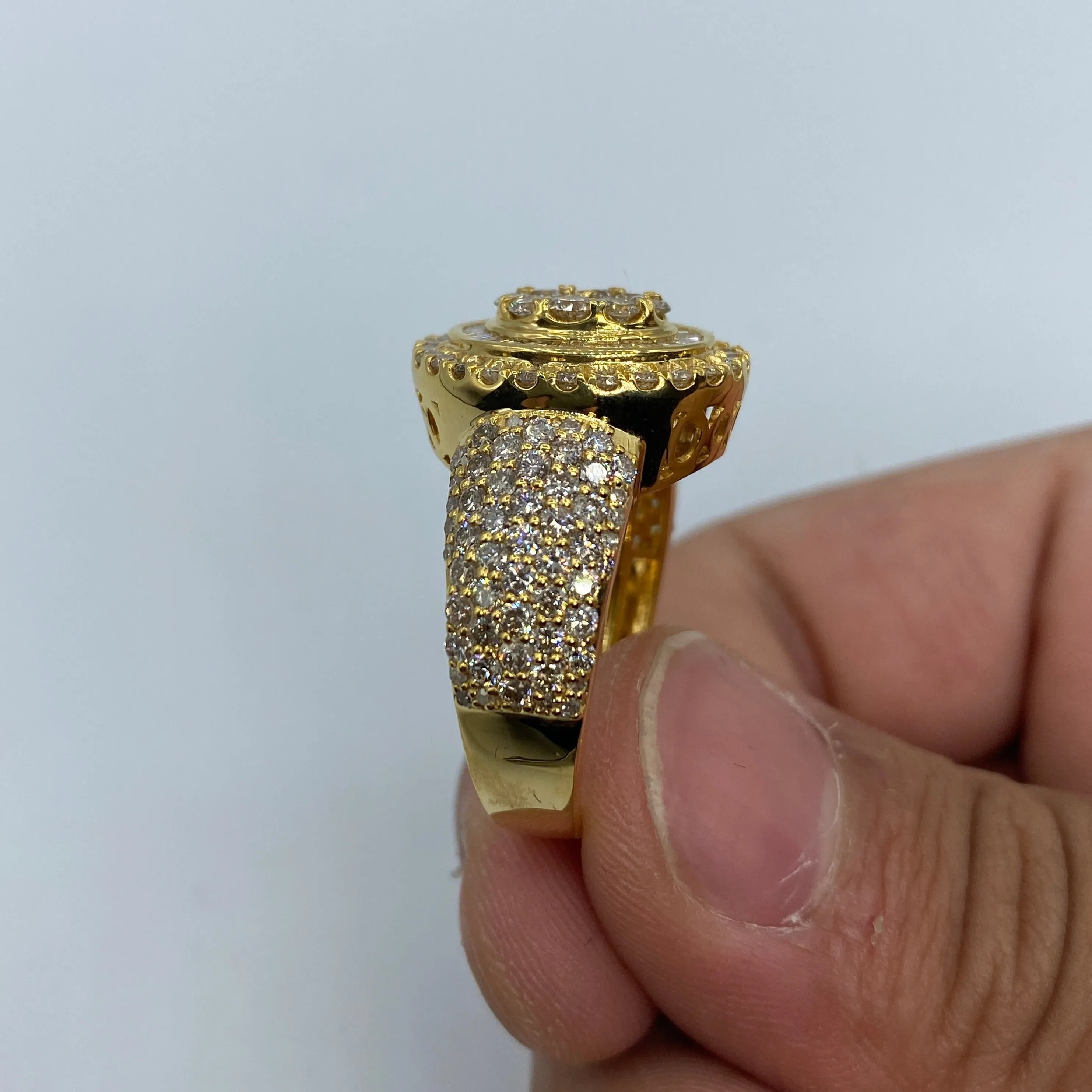 14K Yellow Oval Diamond Baguette Ring