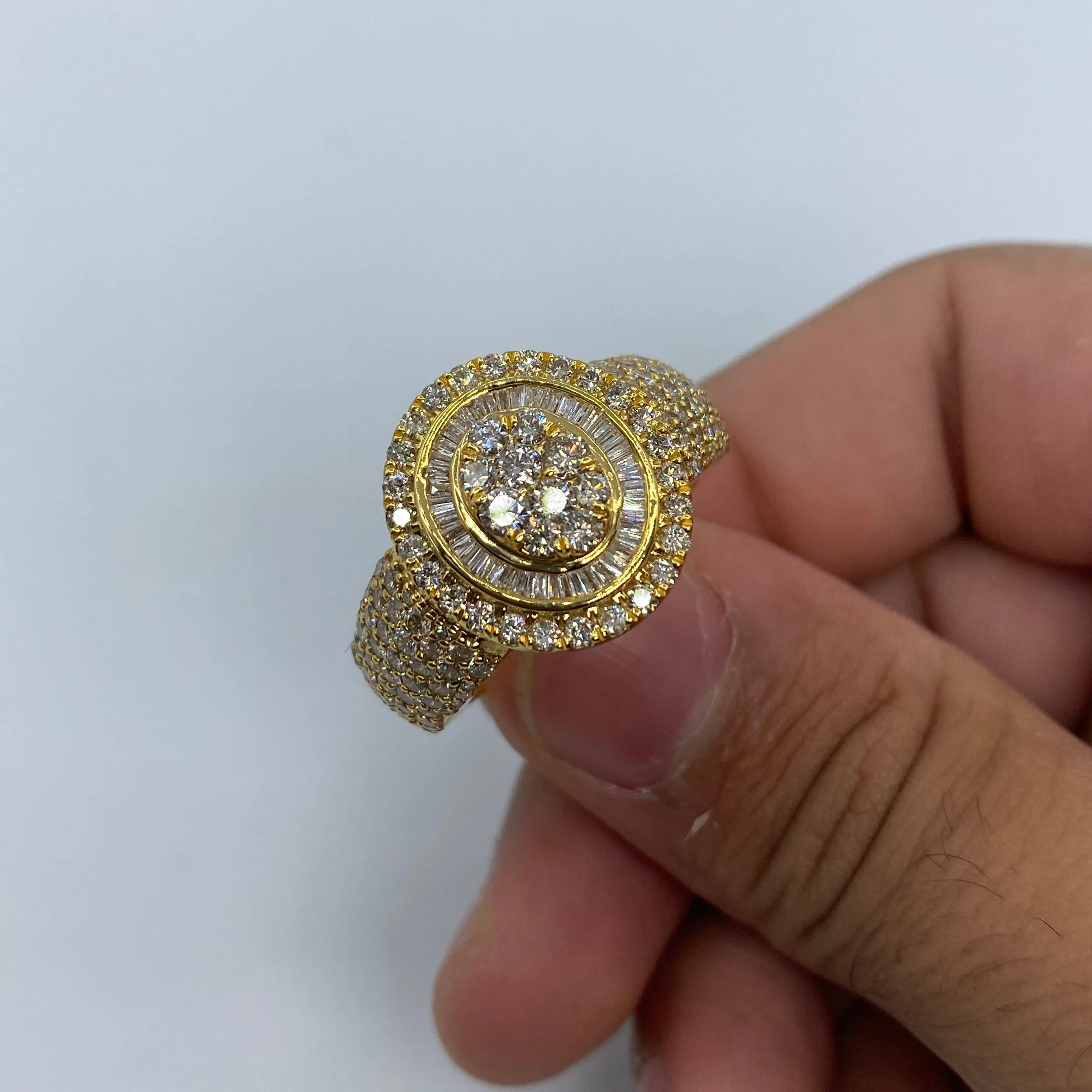 14K Yellow Oval Diamond Baguette Ring