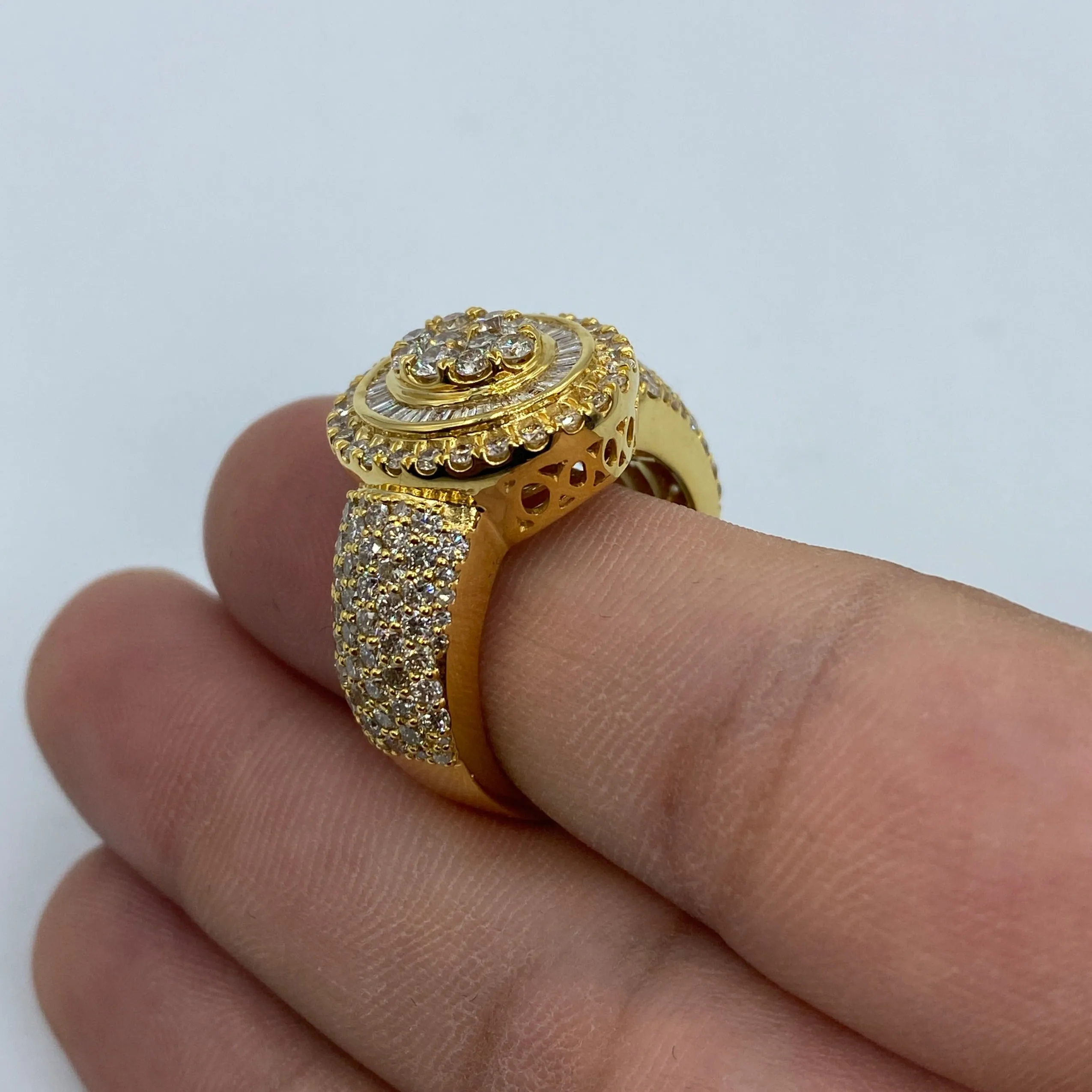 14K Yellow Oval Diamond Baguette Ring