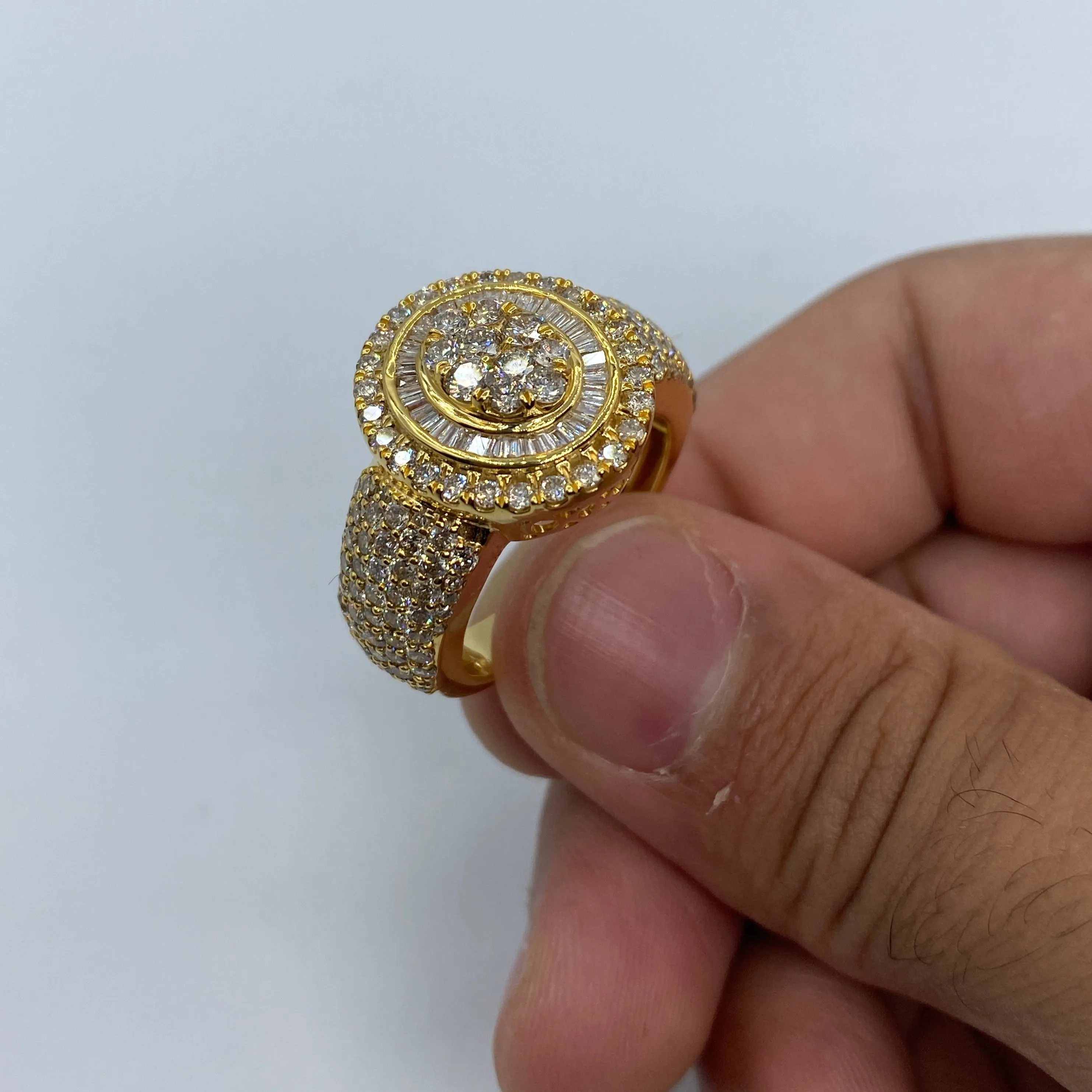14K Yellow Oval Diamond Baguette Ring
